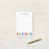 Kindergarten Teacher Rainbow Books To-Do List Post-it Klebezettel (Auf Schreibtisch)