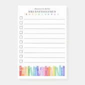 Kindergarten Teacher Rainbow Books To-Do List Post-it Klebezettel (Vorderseite)
