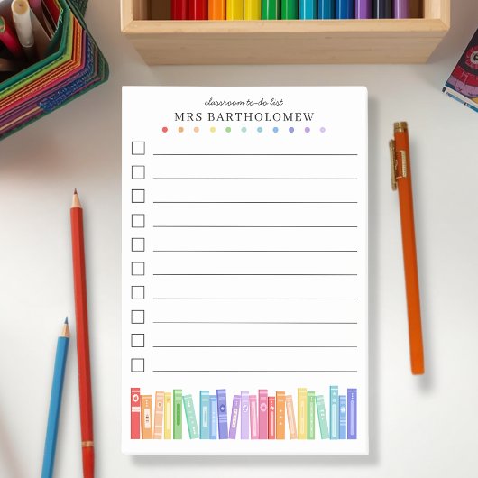 Kindergarten Teacher Rainbow Books To-Do List Post-it Klebezettel