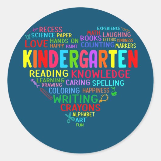 Kindergarten Team Herz Zurück zum Lehrer Runder Aufkleber (Vorderseite)