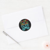 Kindergarten Typ Fun Pencil First Day School Blu Runder Aufkleber (Umschlag)