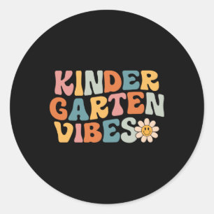 Kindergarten Vibes - Kinder-Crew Retro Erster Tag Runder Aufkleber