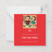 Kindergarten Vintag Valentinstag Mitteilungskarte (Rückseite)