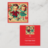 Kindergarten Vintag Valentinstag Mitteilungskarte (Vorne/Hinten)