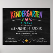 Kindergarten Vorschule Süße Farbige Abschlussurkun Poster (Vorne)