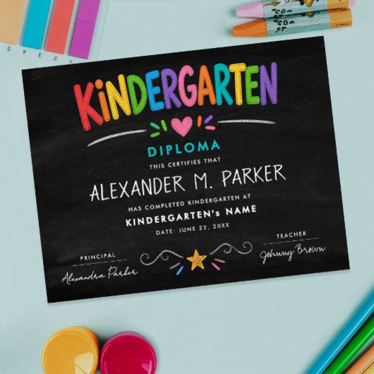 Kindergarten Vorschule Süße Farbige Abschlussurkun Poster