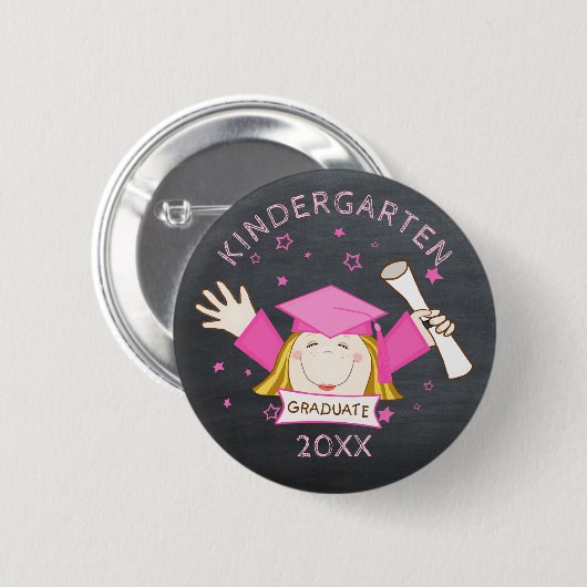 Kindergarten-Vorschulzeit für Mädchen Button (Vorne & Hinten)