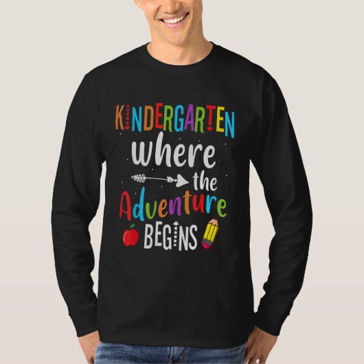 Kindergarten Where The Adventure Begins Back Schoo T-Shirt (Vorderseite)
