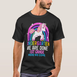 Kindergarten Wir sind fertig 1. Klasse Unicorn Gra T-Shirt