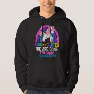 Kindergarten Wir sind fertig 5th Grade Unicorn Gra Hoodie
