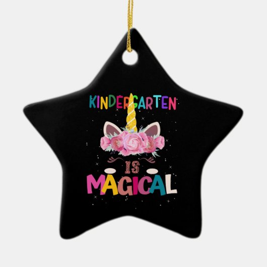 Kindergarten zurück zu den Schulkindern Einhorn Bl Keramik Ornament (Vorne)