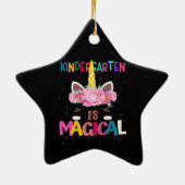 Kindergarten zurück zu den Schulkindern Einhorn Bl Keramik Ornament (Hinten)