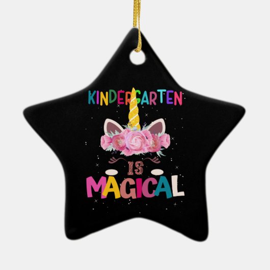 Kindergarten zurück zu den Schulkindern Einhorn Bl Keramik Ornament (Hinten)