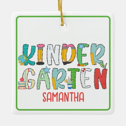 Kindergarten zurück zur Schule Personalisiert Keramikornament (Vorderseite)