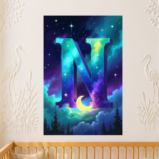 Kindergartenbrief N Name Nordlichter Mond Poster