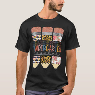 Kindergartener Lehrer Leopard Bleistift Zurück zur T-Shirt