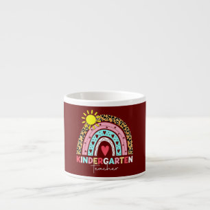 Kindergartener Lehrer Leopard Regenbogen Erster Ta Espressotasse