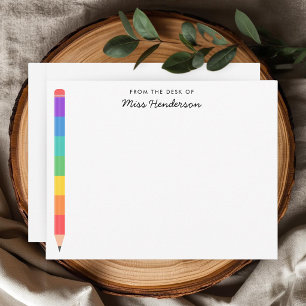 Kindergartener Lehrer Regenbogen Bleistift  Mitteilungskarte