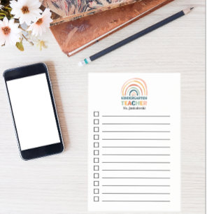 Kindergartenlehrer personalisierter Boho-Regenboge Post-it Klebezettel