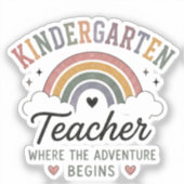 Kindergartenlehrer - Wo das Abenteuer beginnt Gesc Aufkleber (Vorderseite)