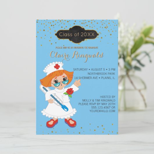 Kindergartenschule für Abschluss Einladung (Stehend Vorderseite)