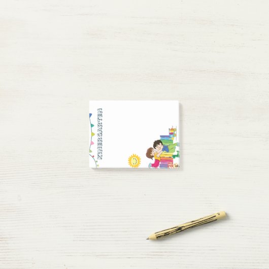 Kindergartenspass und niedlich post-it klebezettel (Auf Schreibtisch)