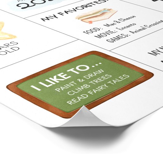 Kindergartenunterschrift zum ersten Schultag Poster (Ecke)