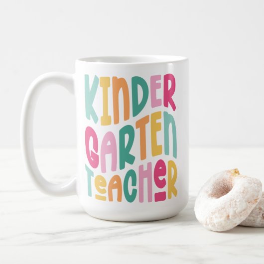 Kindergärtnerin Bunter Text Kaffeetasse (Mit Donut)