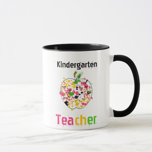 Kindergärtnerin-Farben-Spritzer-Apfel Tasse (Rechts)