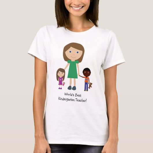 Kindergärtnerin-niedlicher Cartoon der Welt bester T-Shirt (Vorderseite)