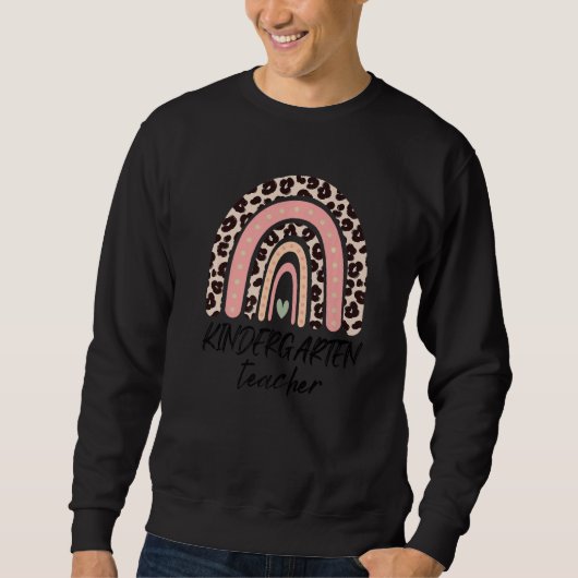 Kindergärtnerin Rosa Leopard Regenbogen Zurück Zu Sweatshirt (Vorderseite)