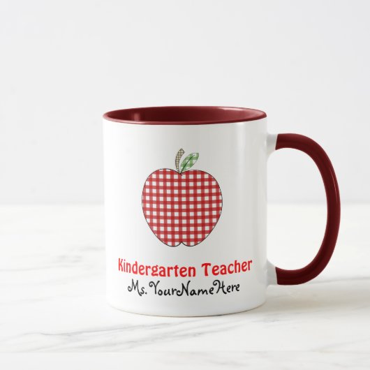 Kindergärtnerin-Tasse - roter Gingham Apple Tasse (Rechts)