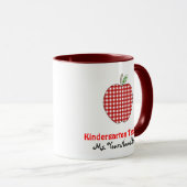 Kindergärtnerin-Tasse - roter Gingham Apple Tasse (VorderseiteRechts)