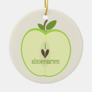 Kindergärtnerin-Verzierung - grünes Apple halb Keramik Ornament