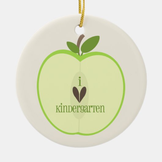 Kindergärtnerin-Verzierung - grünes Apple halb Keramik Ornament (Vorne)