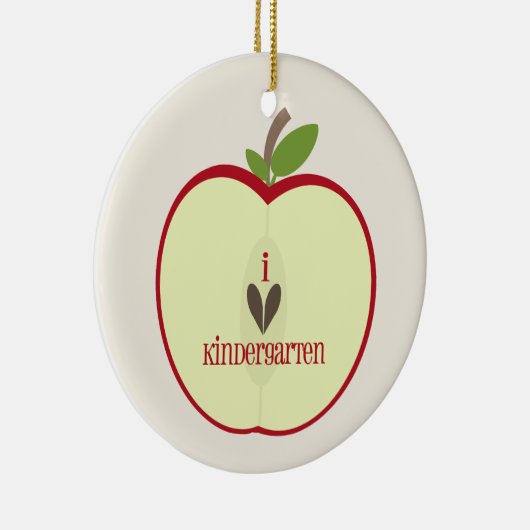 Kindergärtnerin-Verzierung - rotes Apple halb Keramikornament (Rechts)