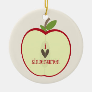 Kindergärtnerin-Verzierung - rotes Apple halb Keramikornament