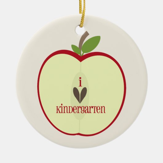Kindergärtnerin-Verzierung - rotes Apple halb Keramikornament (Vorne)