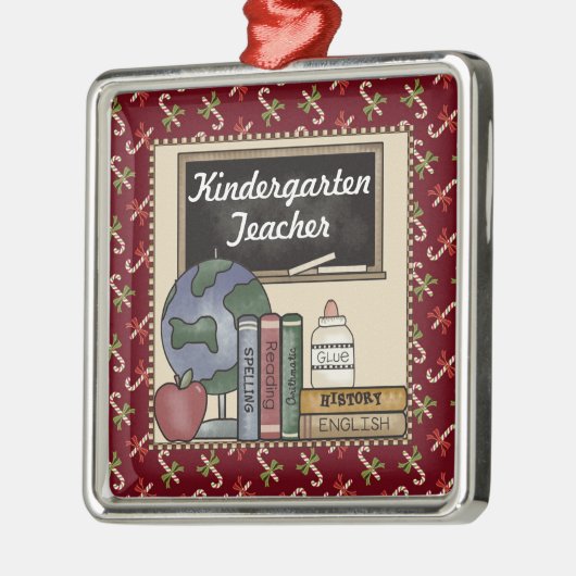 Kindergärtnerin-Weihnachtsandenken Ornament Aus Metall (Links)