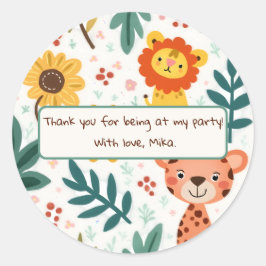 Kindergeburt im Dschungelstil Runder Aufkleber