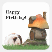 Kindergeburt Niedliche Guinea Pig Mushroom House Quadratischer Aufkleber (Vorderseite)