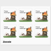 Kindergeburt Niedliche Guinea Pig Mushroom House Quadratischer Aufkleber (Blatt)
