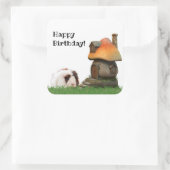 Kindergeburt Niedliche Guinea Pig Mushroom House Quadratischer Aufkleber (Tasche)
