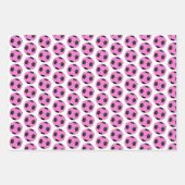 Kindergeburt Rosa und schwarzer Fußball-Ball Geschenkpapier Set (Vorderseite 2)