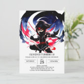 Kindergeburt Shuriken Ninja Adventure Einladung (Stehend Vorderseite)