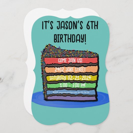 Kindergeburtenkuchen-Party Einladung (Vorne/Hinten)