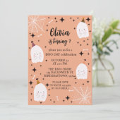 Kindergeburtenpartygespenst "Light Orange" Einladung (Stehend Vorderseite)