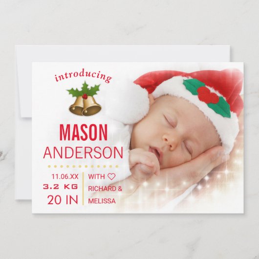 Kindergeburtsankündigung zum ersten Weihnachtsfest Ankündigung (Vorderseite)