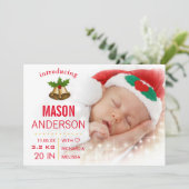 Kindergeburtsankündigung zum ersten Weihnachtsfest Ankündigung (Stehend Vorderseite)