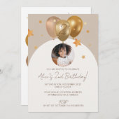 Kindergeburtsfeier mit Foto einladen Einladung (Vorne/Hinten)